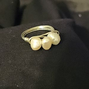 Real Pearl Wire Wrapped Ring